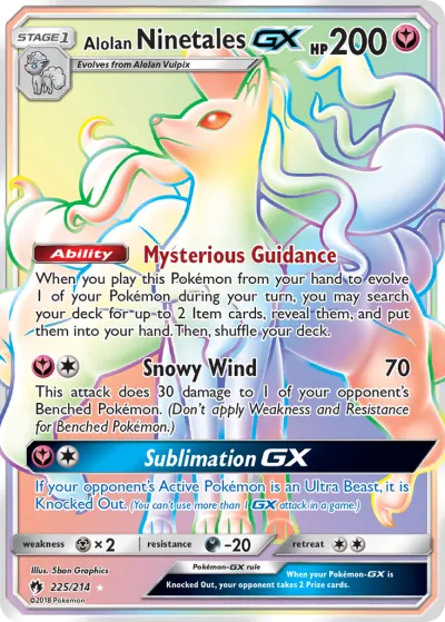 Alolan Ninetales-GX 225/214 Rainbow Rare from Lost Thunder