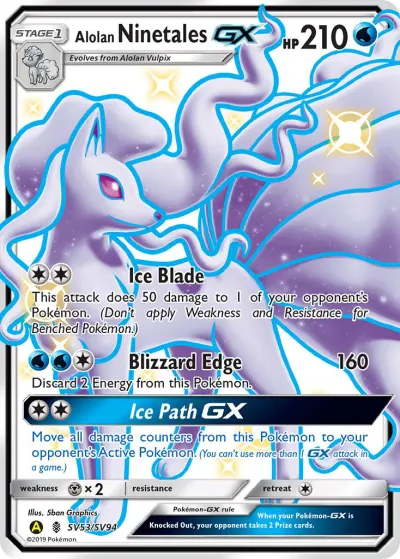 Alolan Ninetales-GX SV53/SV94 Shiny Rare GX from Hidden Fates