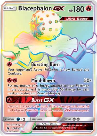 Blacephalon-GX 219/214 Rainbow Rare from Lost Thunder