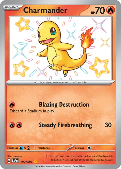 Charmander 109/091 Shiny Rare from Paldean Fates