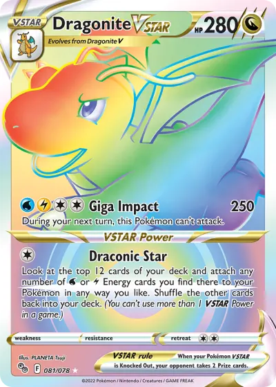 Dragonite VSTAR 081/078 Rainbow Rare from Pokémon GO