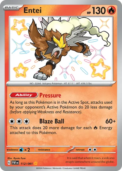 Entei 112/091 Shiny Rare from Paldean Fates