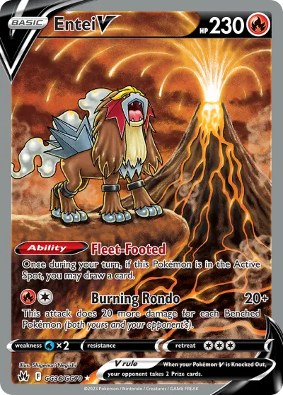 Entei V GG36/GG70 Rare Holo V from Crown Zenith