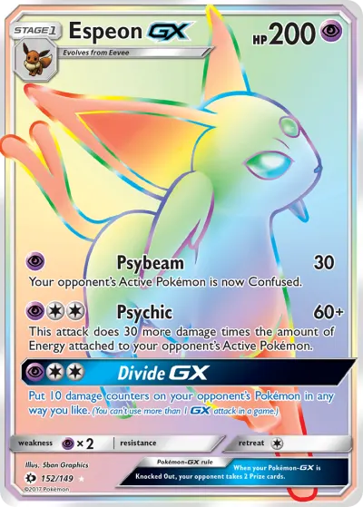 Espeon-GX 152/149 Rainbow Rare from Sun & Moon Base
