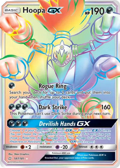 Hoopa-GX 187/181 Rainbow Rare from Team Up