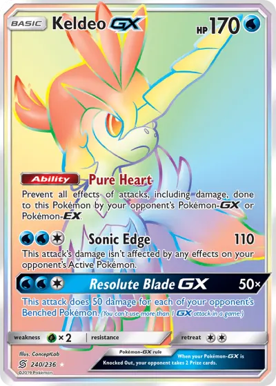 Keldeo-GX 240/236 Rainbow Rare from Unified Minds