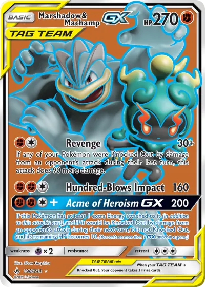 Marshadow & Machamp-GX 198/214 Ultra Rare from Unbroken Bonds