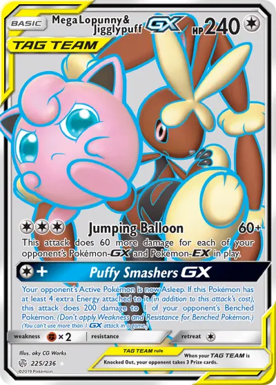 Mega Lopunny & Jigglypuff-GX 225/236 Ultra Rare from Cosmic Eclipse