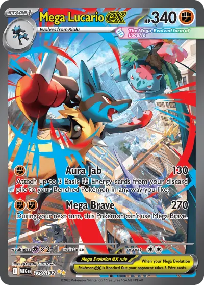 Mega Lucario ex 179/132 Special Illustration Rare from Mega Evolution Base