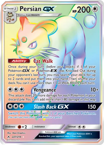 Persian-GX 227/214 Rainbow Rare from Unbroken Bonds