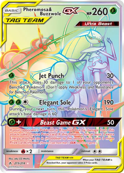 Pheromosa & Buzzwole-GX 215/214 Rainbow Rare from Unbroken Bonds