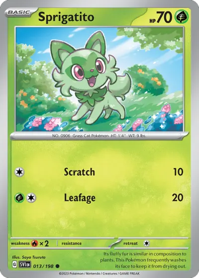 Sprigatito 013/198 Common from Scarlet & Violet Base