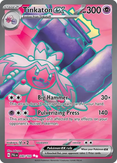 Tinkaton ex 240/193 Ultra Rare from Paldea Evolved