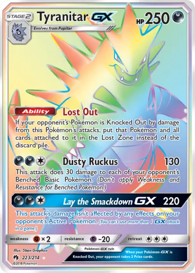 Tyranitar-GX 223/214 Rainbow Rare from Lost Thunder