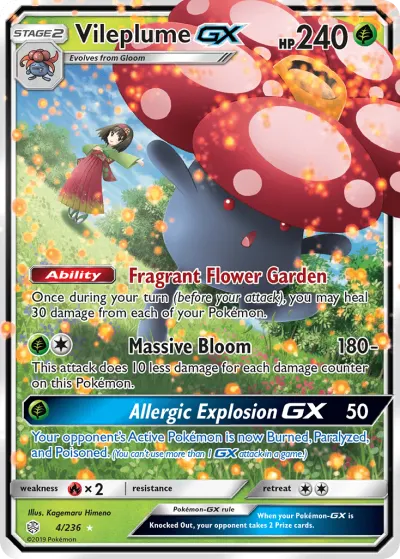 Vileplume-GX 4/236 Rare Holo GX from Cosmic Eclipse